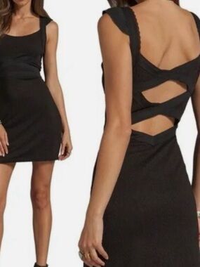 Free People Cross my Heart Black Knit Bodycon Dress